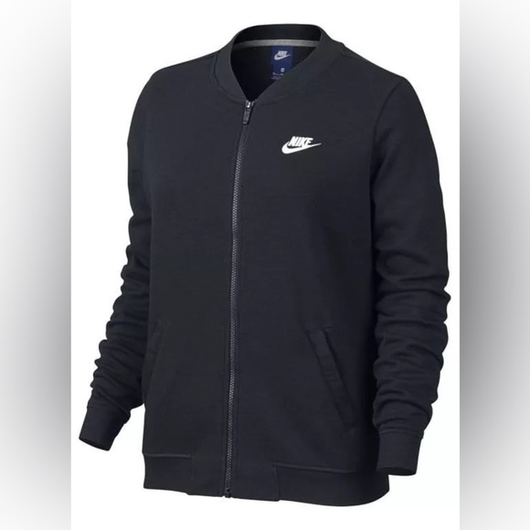Nike Fleece Track Full Zip Jacket “Just do it” Black Size woman’s size medium - Picture 2 of 13